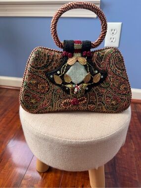 Mary Frances Multicolor Embellished Paisley Top-Handle Bag